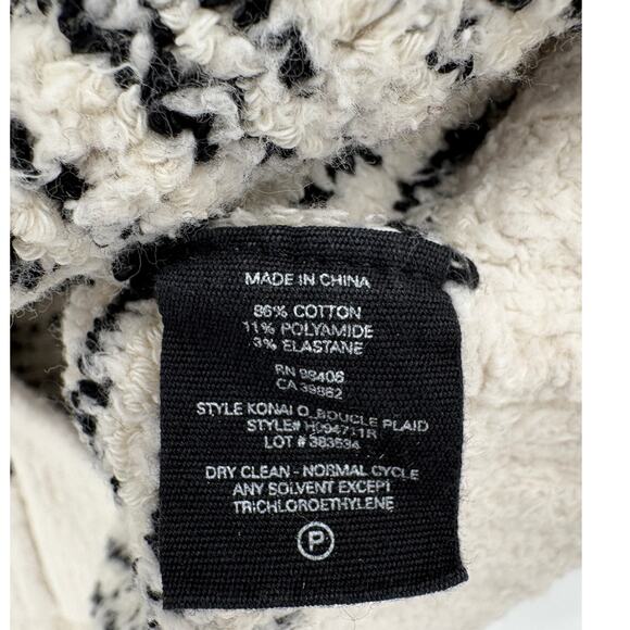 2/$30 THEORY Black White Cardigan Sweater Size L Plaid Soft Thick Buttons - Picture 4 of 5